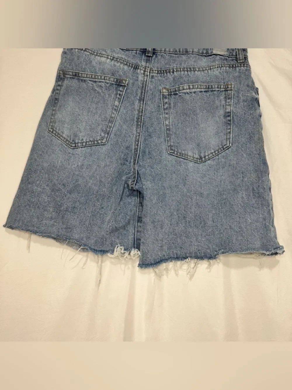Distressed High-Rise Denim Shorts - Picture 6 of 6